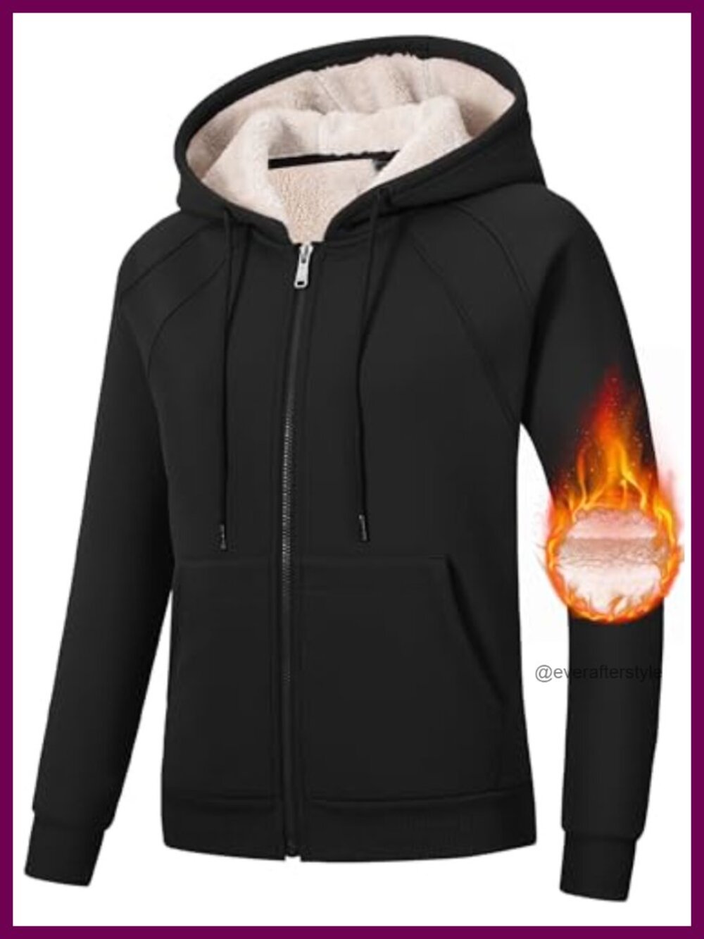 Fleece Lined Zip Up Hoodie Jacket with Pockets